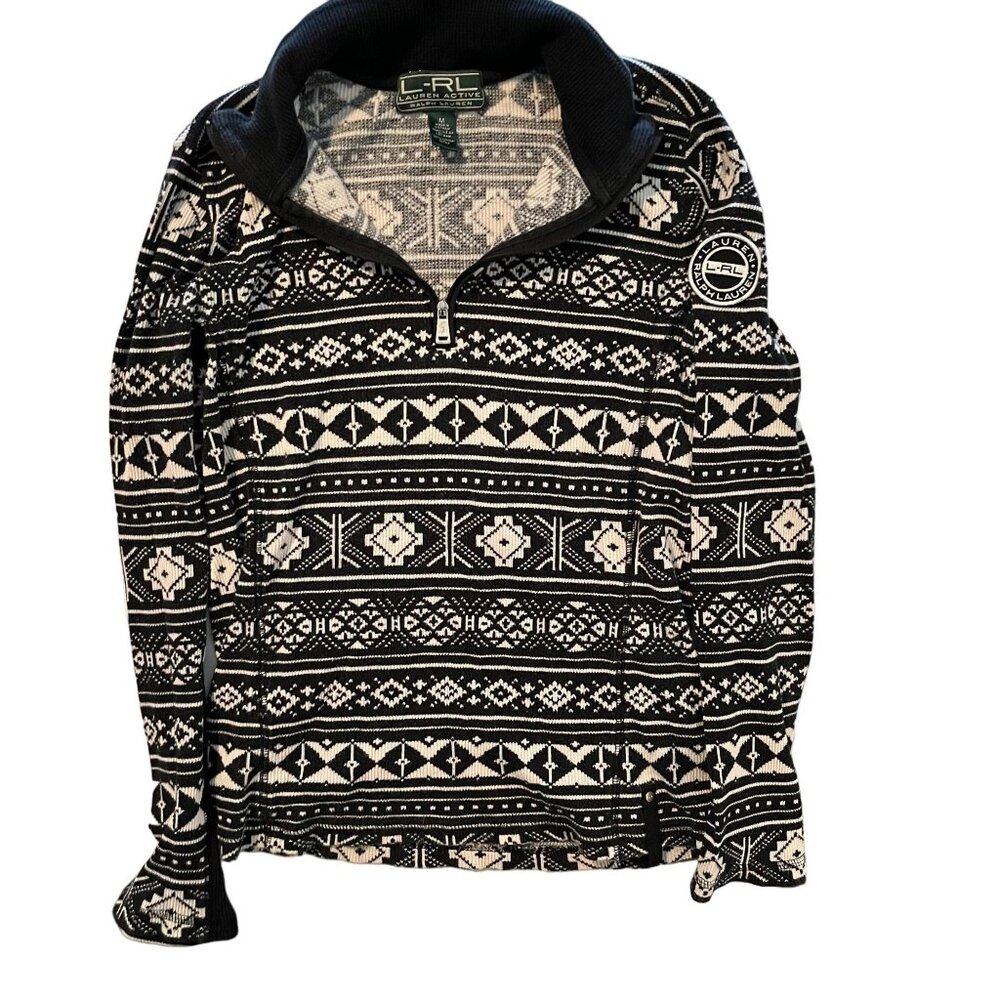 Lauren Ralph Lauren Active Women's Zip-Up Med. Lightweight Cotton Waffle Knit